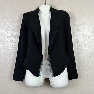 Anthropologie Elevenses Blazer Jacket‎ Size Small Womens, Black Lace Trim, Lined